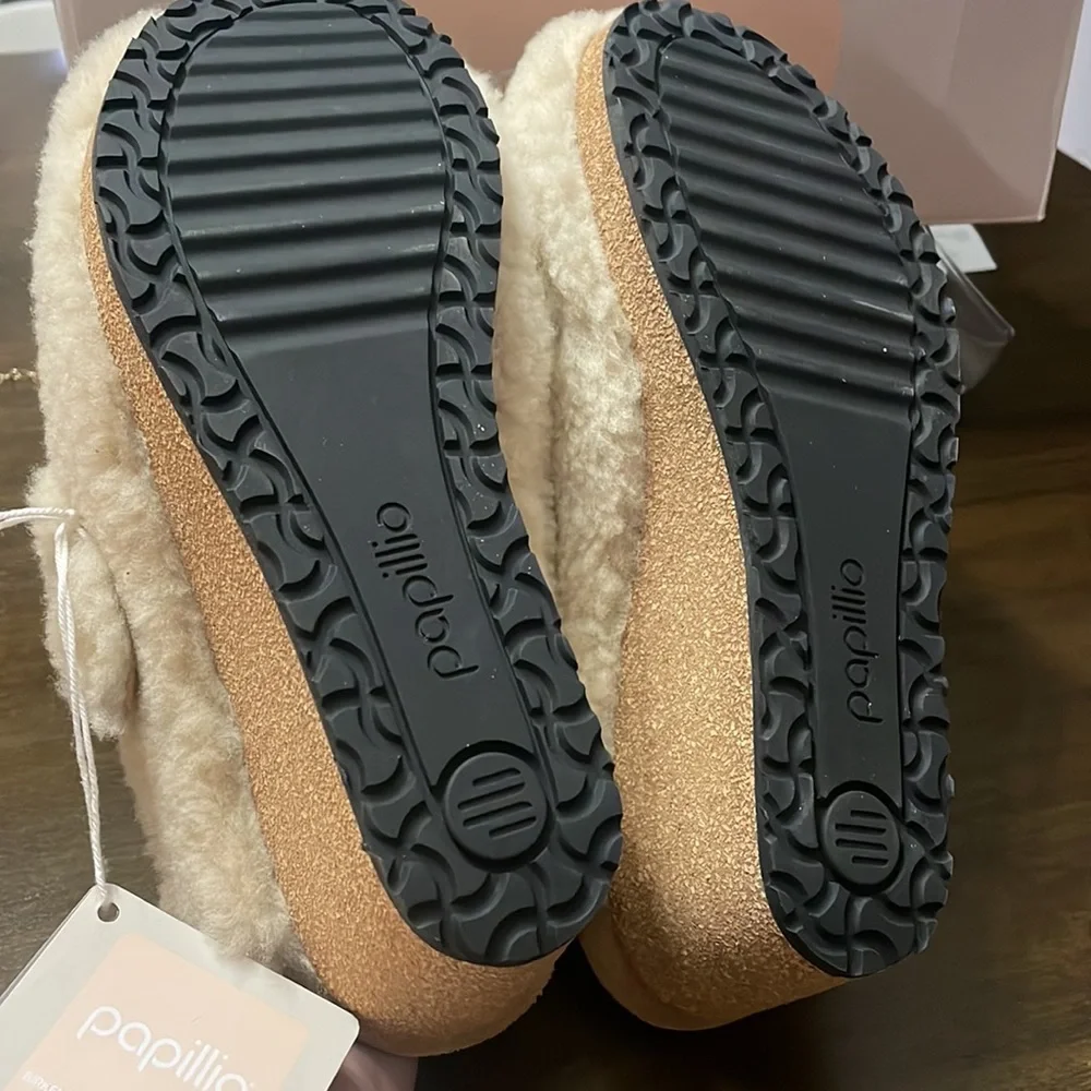 NWB Birkenstock Papillio Fanny Teddy Shearling Wedge clogs - Picture 8 of 8